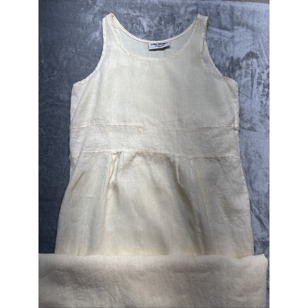 Aly Wear Linen Dress Womens Small Pale Yellow Lagenlook Cottagecore Minimalist - Picture 6 of 11